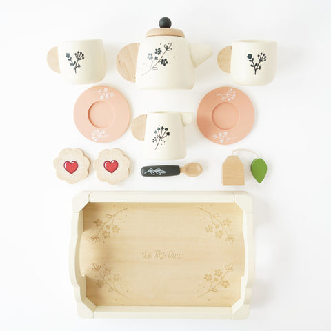 Wooden Tea Set & Tray Neutral -  Le Toy Van