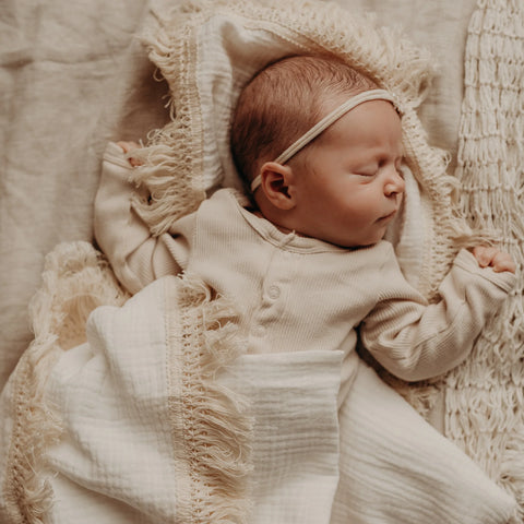 Milk Fringe Muslin Swaddle Blanket - Blossom & Pear