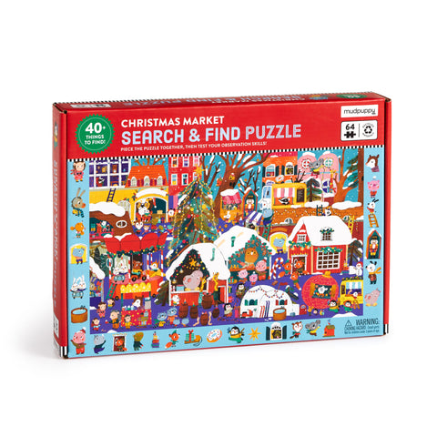 Search & Find Puzzle – Christmas Market - 64 pc - Mudpuppy