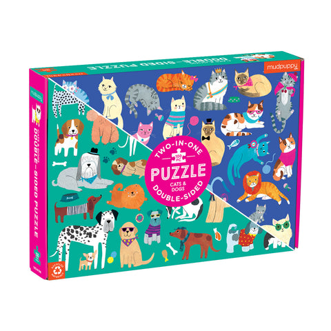 Double-Sided Puzzle – Cats & Dogs - 100 pieces - Mudpuppy