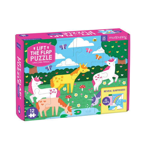 Lift the Flap 12 pc Puzzle – Unicorn - Mudpuppy