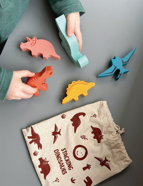 Happy Stacking Dinosaurs Set & Bag - Mentari