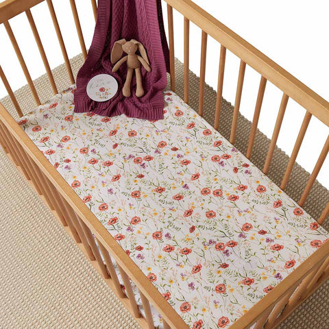 Meadow Organic Fitted Cot Sheet - Snuggle Hunny