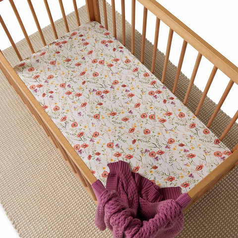 Meadow Organic Fitted Cot Sheet - Snuggle Hunny