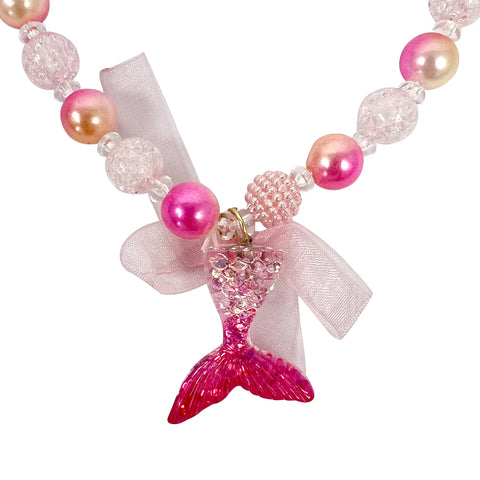 Mermaid Tail Necklace & Bracelet Set - Pink Poppy