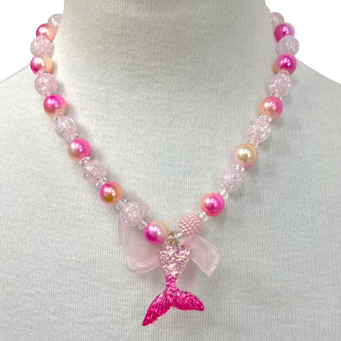 Mermaid Tail Necklace & Bracelet Set - Pink Poppy