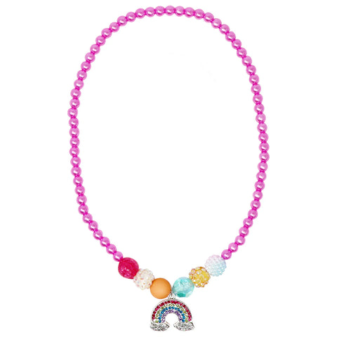 Rainbow Necklace and Bracelet Set - Pink Poppy