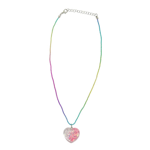 Mermaid Heart Necklace - Pink Poppy