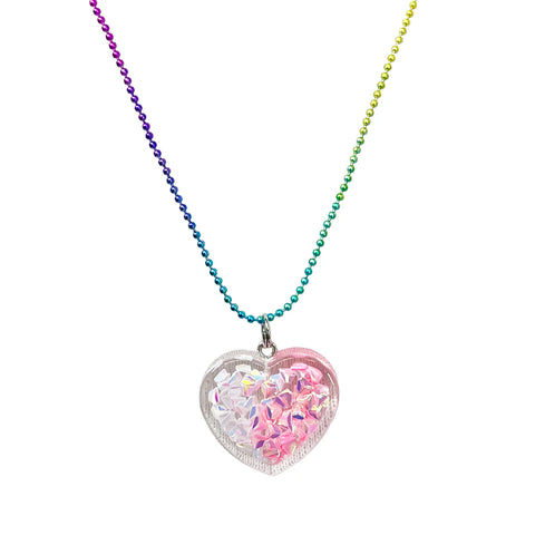 Mermaid Heart Necklace - Pink Poppy