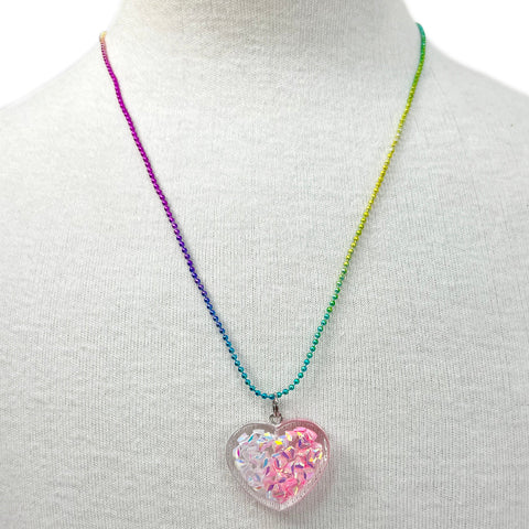 Mermaid Heart Necklace - Pink Poppy