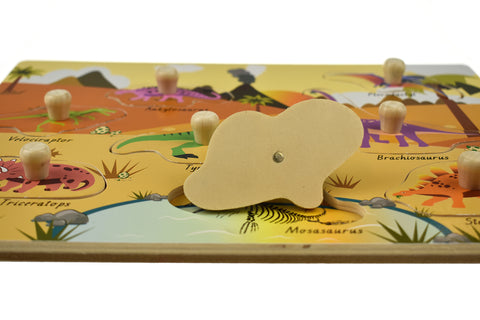 2 in 1 Dinosaur Peg Puzzle - Kaper Kidz