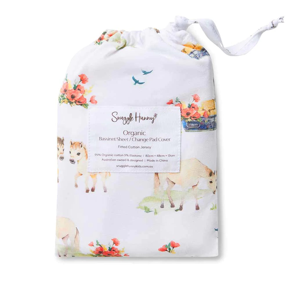 Pony Pals Organic Bassinet Sheet / Change Pad Cover - Snuggle Hunny