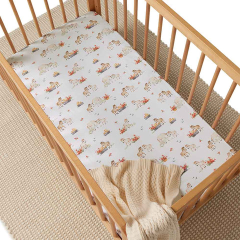 Pony Pals Organic Fitted Cot Sheet - Snuggle Hunny