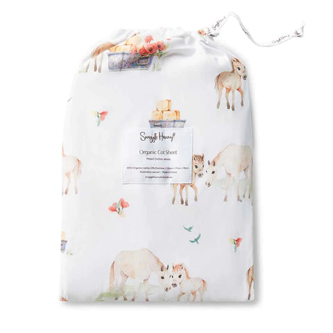 Pony Pals Organic Fitted Cot Sheet - Snuggle Hunny