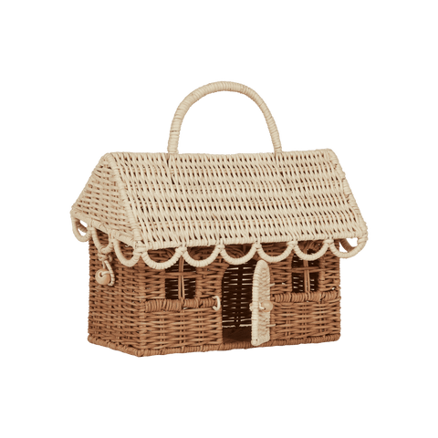 Rattan Gingerbread Casa Clutch / Natural & Straw - Olli Ella