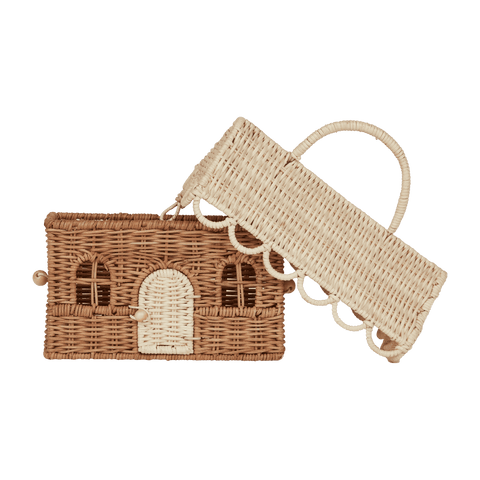 Rattan Gingerbread Casa Clutch / Natural & Straw - Olli Ella