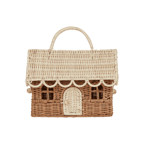 Rattan Gingerbread Casa Clutch / Natural & Straw - Olli Ella