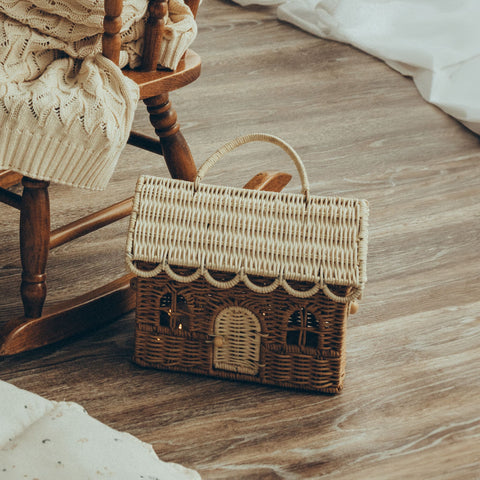 Rattan Gingerbread Casa Clutch / Natural & Straw - Olli Ella