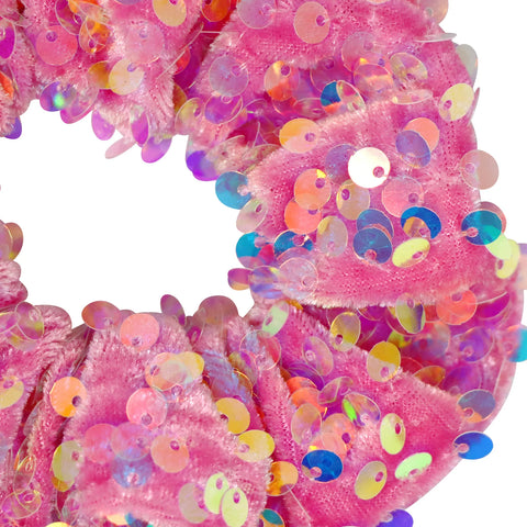 Sequin Velvet Hair Scrunchie - Pink Poppy