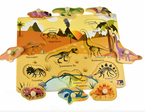 2 in 1 Dinosaur Peg Puzzle - Kaper Kidz