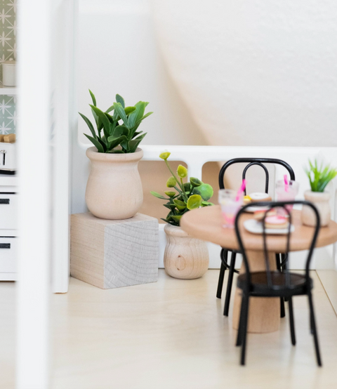 Dollhouse Round Bistro Dining Table | Natural Wood - Macy Mae Dollhouse Designs