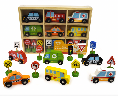 Transportation Vehicles & Street Signs - Tooky Toy