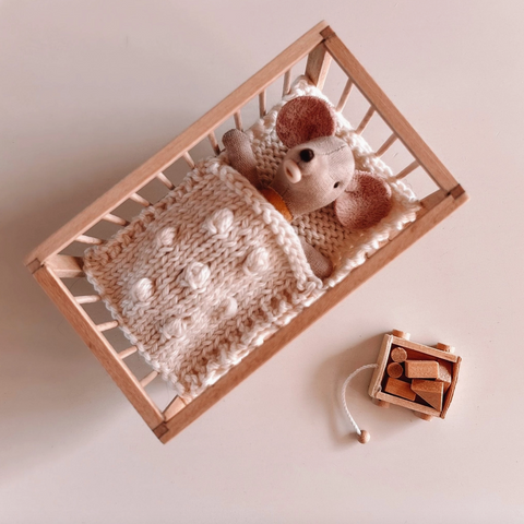 Dollhouse Nursery Crib + Mattress | Natural Wood - Macy Mae Dollhouse Designs