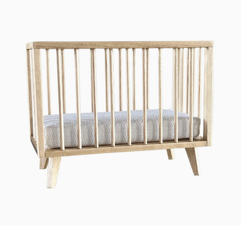 Dollhouse Nursery Crib + Mattress | Natural Wood - Macy Mae Dollhouse Designs