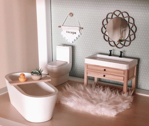 Dollhouse Oval Soaking Bath Tub | White - Macy Mae Dollhouse Designs