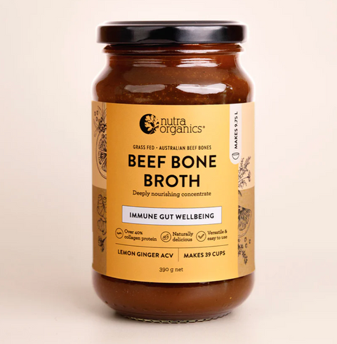 Beef Bone Broth Concentrate Lemon Ginger - Nutra Organics DISCOUNTED