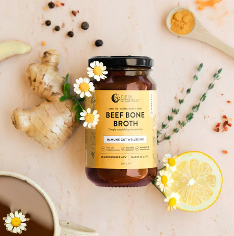 Beef Bone Broth Concentrate Lemon Ginger - Nutra Organics DISCOUNTED