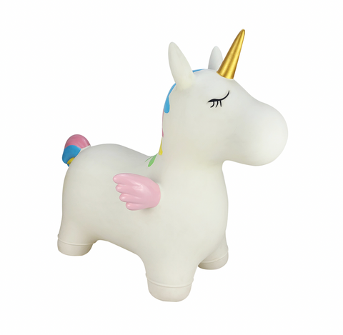 Bouncy Rider - White Unicorn - Kaper Kidz