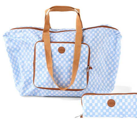 Fold-Up Tote - Blue Check - OIOI