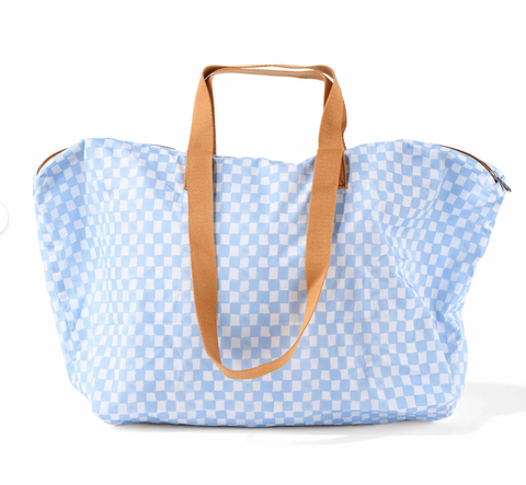 Fold-Up Tote - Blue Check - OIOI