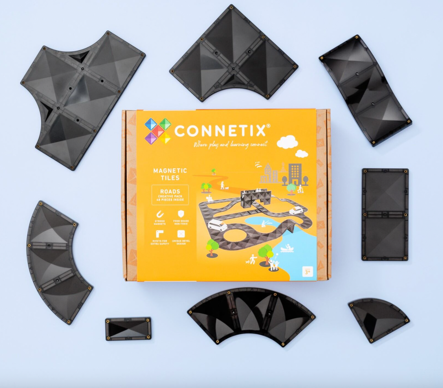 Roads Creative Pack - 48 pieces - Connetix STOCK DUE LATE APRIL
