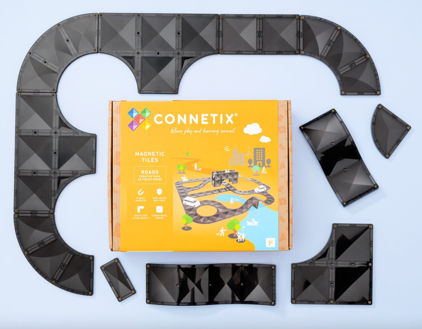 Roads Creative Pack - 48 pieces - Connetix STOCK DUE LATE APRIL