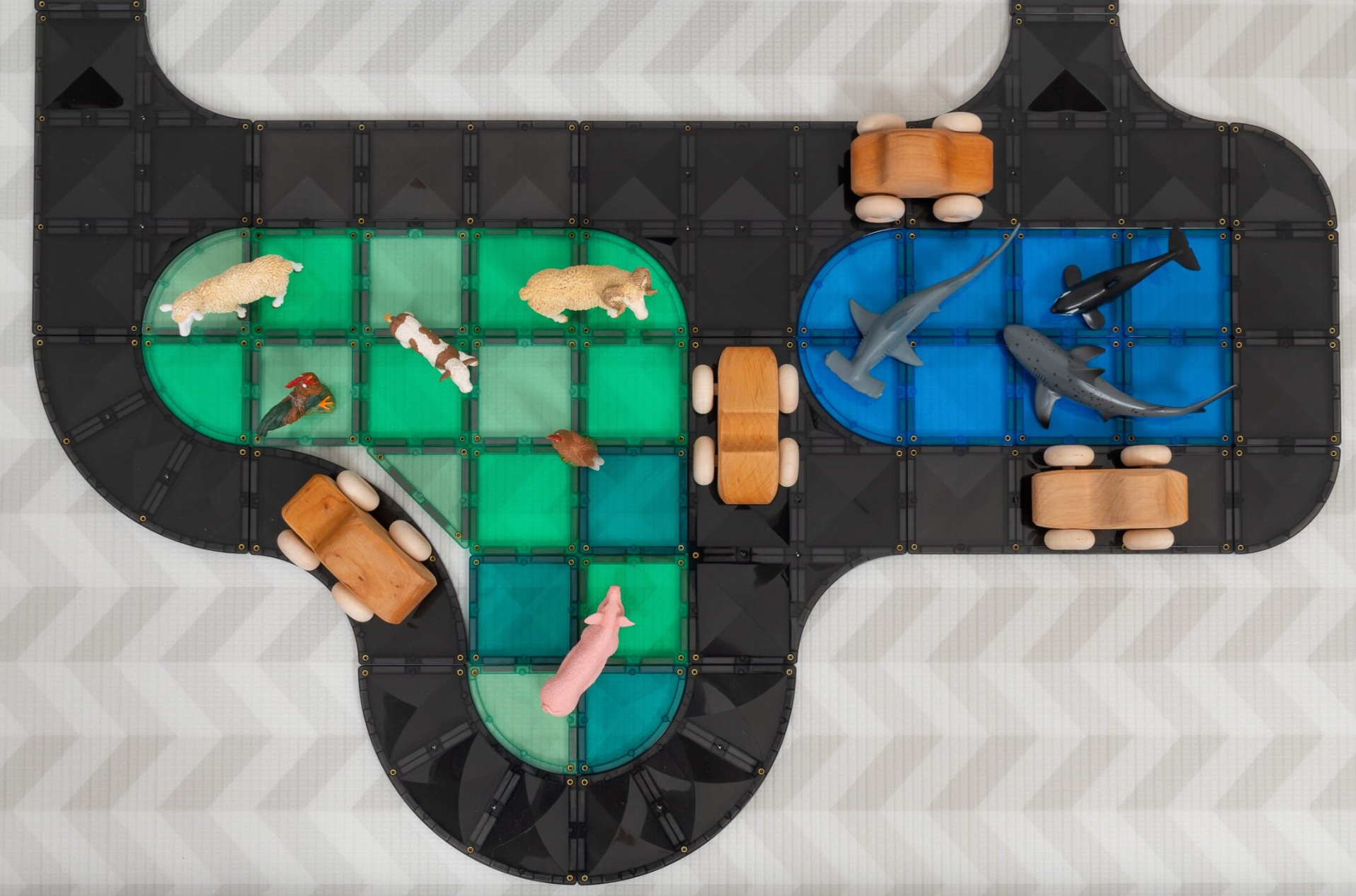 Roads Creative Pack - 48 pieces - Connetix STOCK DUE LATE APRIL