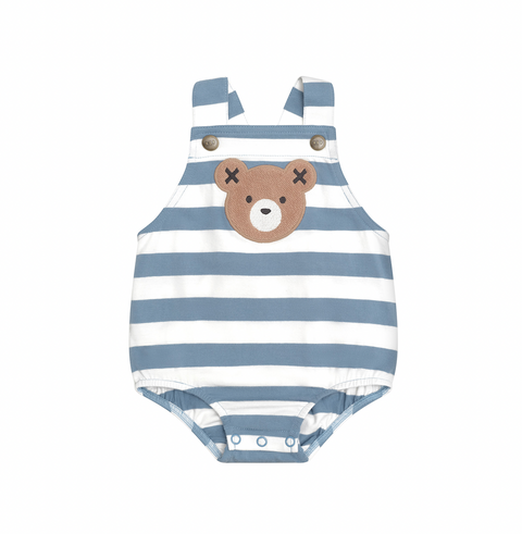 Huxbear Stripe Onesie Cornflower/Ecru - Huxbaby