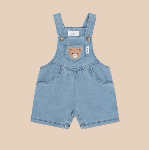 Huxbear Knit Denim Short Overalls - Huxbaby