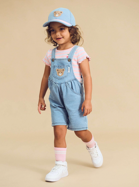 Huxbear Knit Denim Short Overalls - Huxbaby