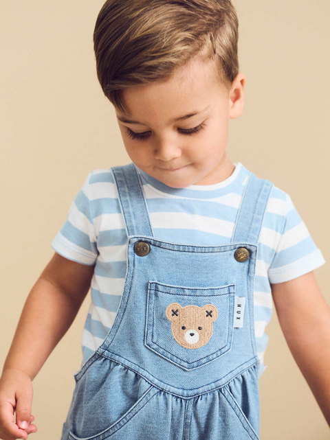 Huxbear Knit Denim Short Overalls - Huxbaby