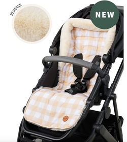 Cozy Fleece Reversible Pram Liner - Beige Gingham - OIOI