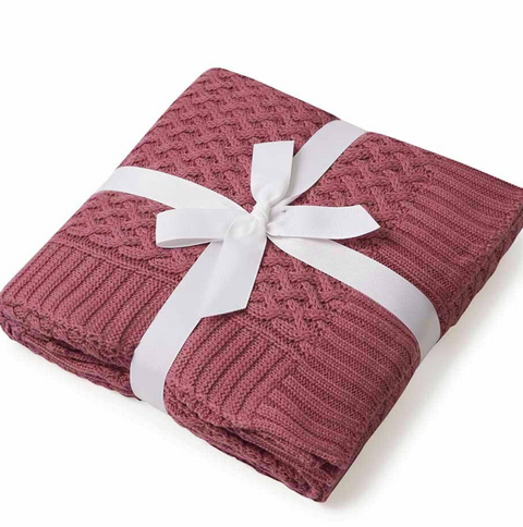 Mauve Diamond Knit Baby Blanket - Snuggle Hunny Kids