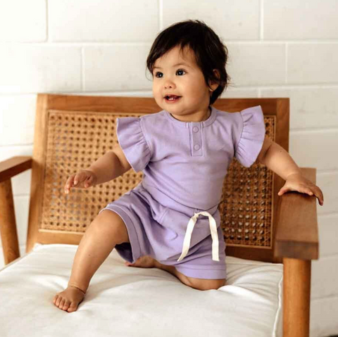 Jacaranda Short Sleeve Organic Bodysuit - Snuggle Hunny