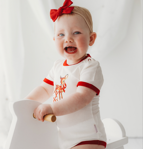 Bodysuit- Scarlet Trim - Baby Deer - Child of Mine - DISCOUNTED