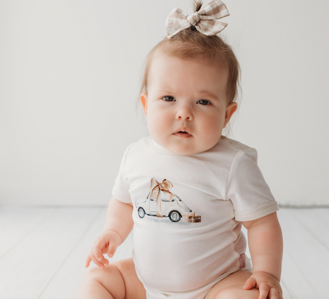 Bodysuits - Eggnog Trim - Beetle Bow - Child of Mine DISCOUNTED