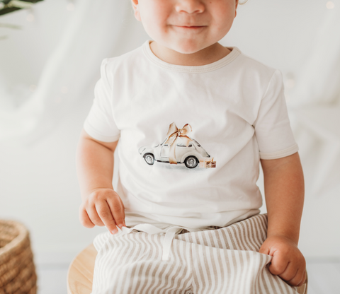 Tee - Eggnog Trim - Beetle Bow - Child of Mine DISCOUNTED