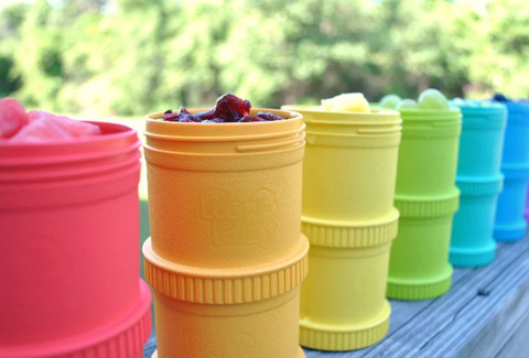 Snack stack 2 pods with lid Bright Pink - RePlay