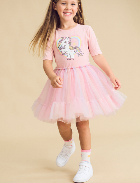 Rainbow Unicorn Ballet Dress - Candy - Huxbaby