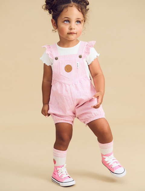 Candy Stripe Bubble Onesie - Bubblegum Stripe - Huxbaby